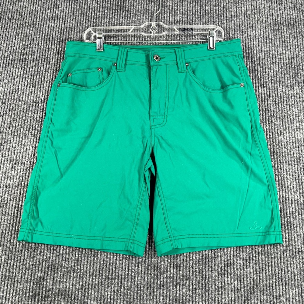 Prana Shorts Mens 32 Green 5 Pocket Design Casual Comfort Outdoor Hiking